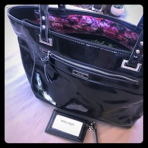 Nine West Black Shimmer Ava Tote